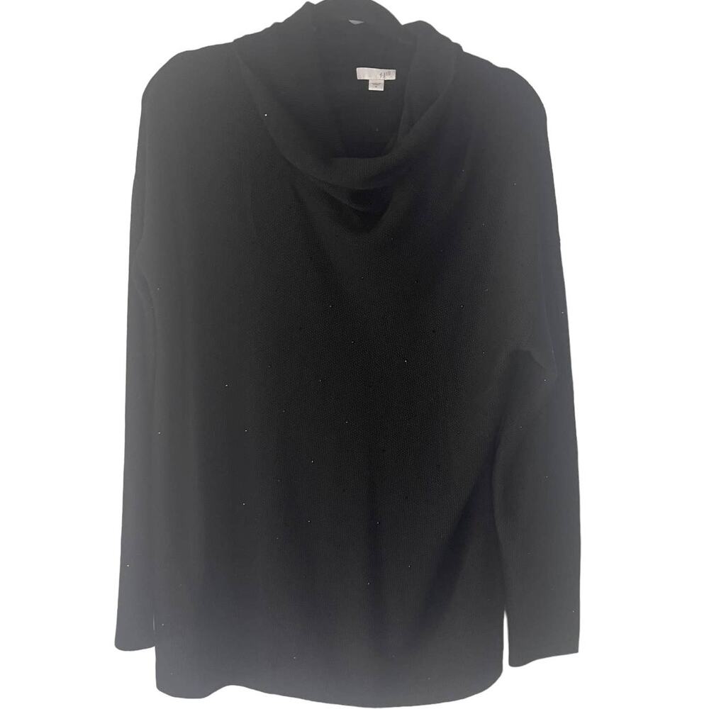 J. Jill Women's Size Medium Black‎ Embellished Cowl Neck Wool Blend Sweater